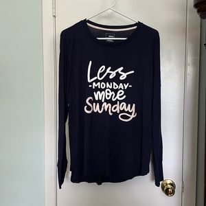 Sonoma Intimates Lounge Long Sleeve Shirt - Less Monday, More Sunday - BNWOT